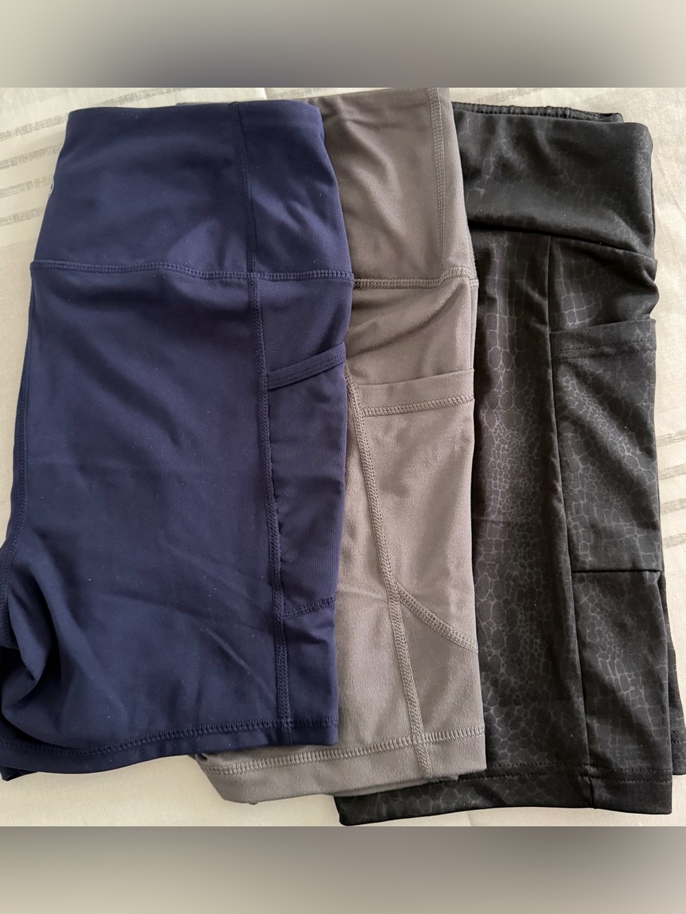 3-Pack Athletic Performance Bike Shorts - Navy, Gray, Black